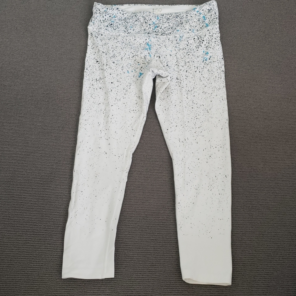 Splits59 white paint splatter cropped leggings